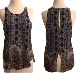 RORY BECA 100% Silk Tank Top Sleeveless Keyhole and Slit on Back​